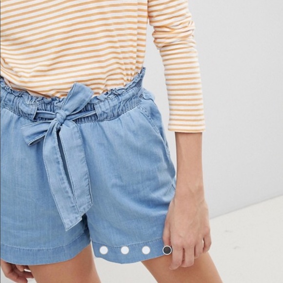 chambray tie shorts